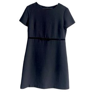 Gap Cap Sheath Dress Black 4 Short Sleeve Faux Velvet Bow Textured Holiday Party